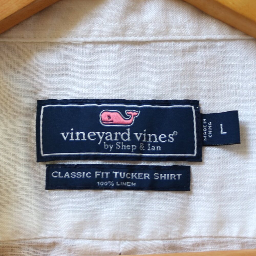 Vineyard Vines Shirt Men's L White Linen Classic Fit Long Sleeve Button Down - Picture 5 of 10